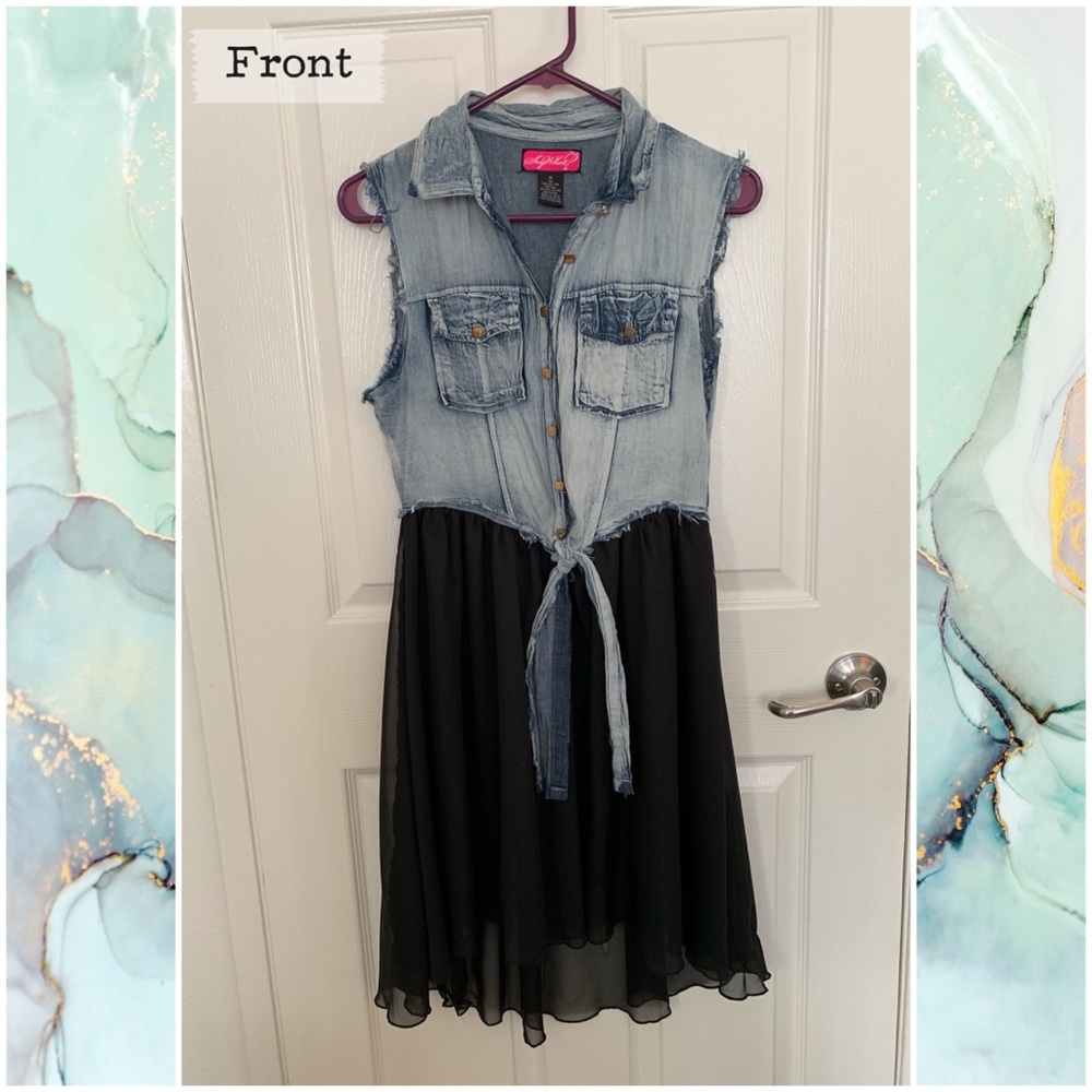 Faux Jean Flowy Dress